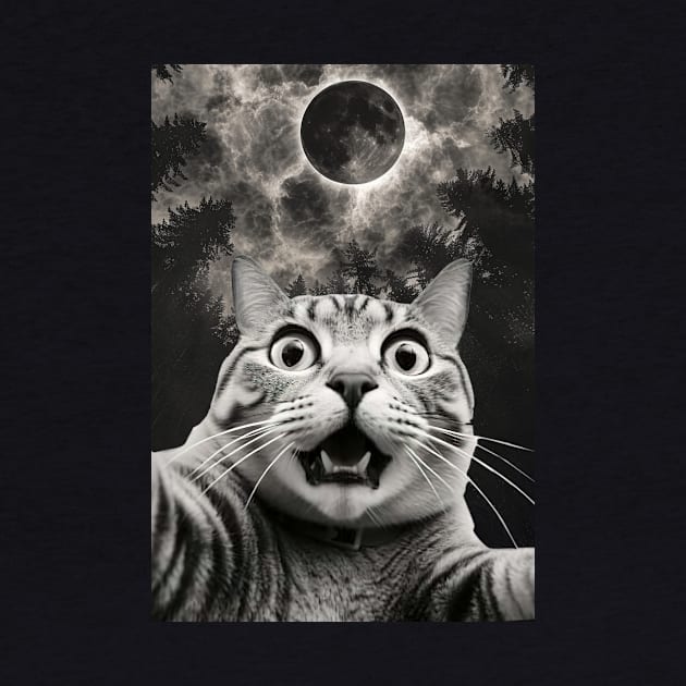 Funny cat selfire with total solar eclipse in forest 2024 by grosspaityn